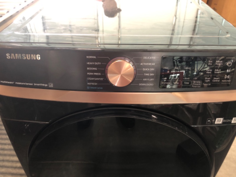 Photo 3 of Samsung 7.5-cu ft Stackable Steam Cycle Smart Electric Dryer (Brushed Black) ENERGY STAR ( Model # DVE50BG8300V )