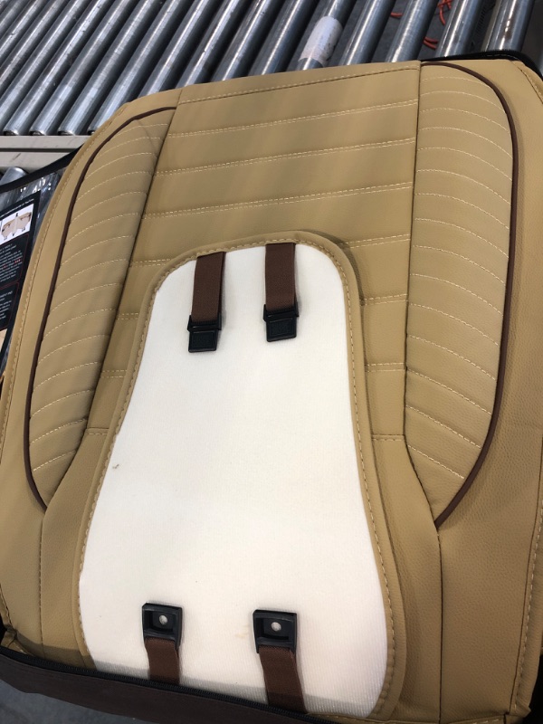 Photo 1 of OASIS AUTO Car Seat Covers Accessories Full Set Premium Nappa Leather Cushion Protector Universal Fit for Most Cars SUV Pick-up Truck, Automotive Vehicle Auto Interior Décor (OS-001 Tan) FULL SET TAN