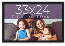 Photo 1 of 33x24 Black Picture Frame - Wood Picture Frame Complete with UV - Noir Classique