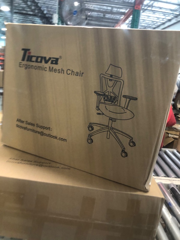 Photo 2 of Ticova Ergonomic Office Chair - High Back Desk Chair with Adjustable Lumbar Support, Headrest & 3D Metal Armrest - 130°Rocking Mesh Computer Chair
