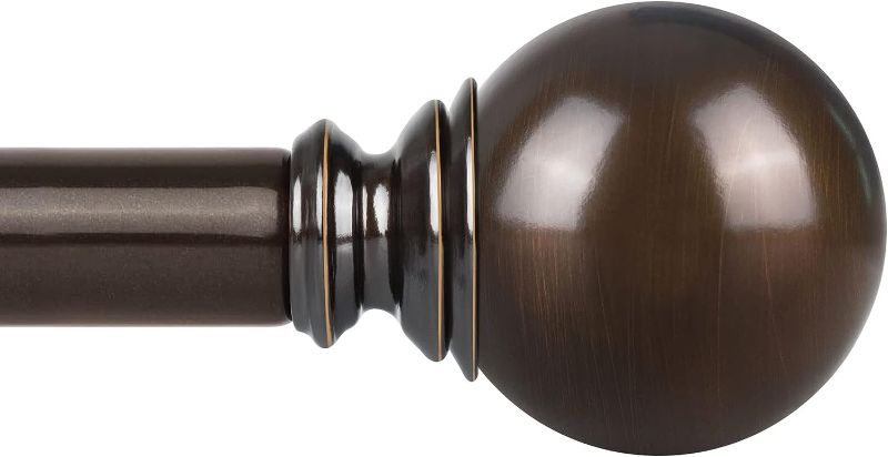 Photo 1 of 1 Inch Curtain Rod Telescoping Single Drapery Rod 72 to 144 Inches (6-12 Feet), Bronze Curtain Rods for Windows 69 to 140 Inches, Round Finials