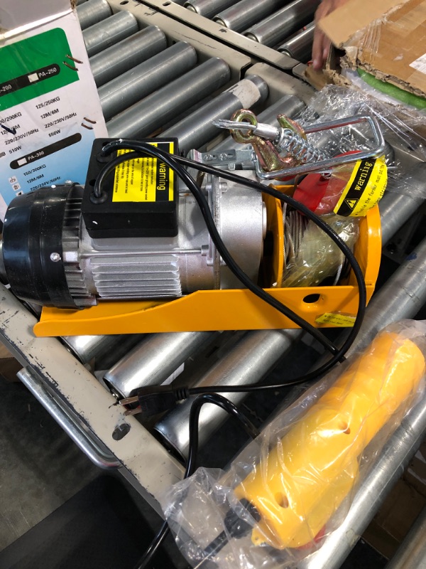 Photo 3 of 440 LBS Electric Hoist, 110V Electric Winch, Zinc-Plated Steel Wire Overhead Crane Garage Ceiling Pulley Winch with Emergency Stop Switch for Garage, Warehouses, Factories Lifting