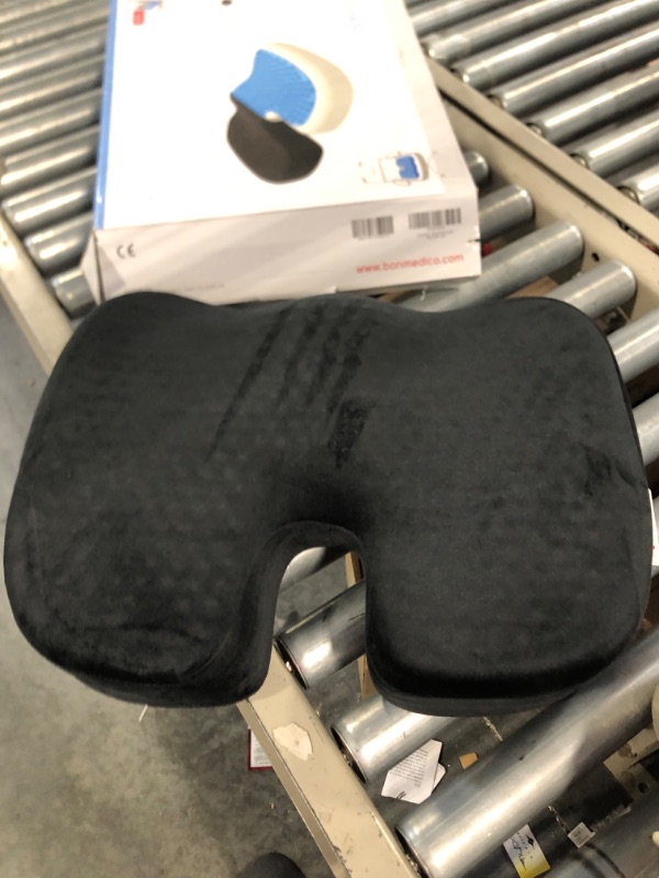 Photo 1 of bonmedico Orthopedic Seat Cushion - Standard, 17.7 x 13.8 Inch Memory Foam Gel Chair Cushions for Back, Tailbone, Butt and Coccyx Discomfort Relief - Support Pillow for Office, Car, Home & Wheelchair Standard Orthopedic Cushion