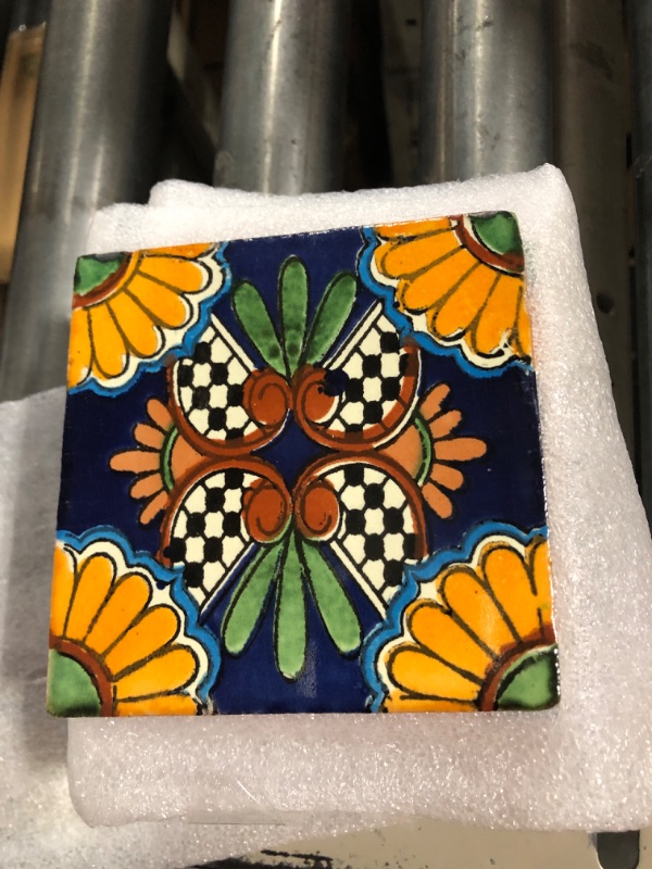 Photo 3 of 90 Hand Painted Talavera Mexican Tiles 4"x4" Wholesale Set