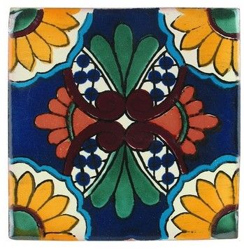 Photo 1 of 90 Hand Painted Talavera Mexican Tiles 4"x4" Wholesale Set