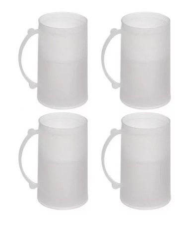 Photo 1 of 4 Set Freezer Mugs 14 oz Frosty Freezer Mug Keep Drink Cold Ice Frozen Cup New