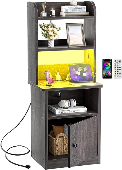 Photo 1 of armocity Nightstand with Charging Station, Enoch Walnut
