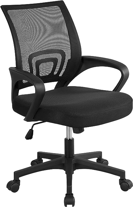 Photo 1 of Yaheetech Office Chair Ergonomic Computer Chair Mid Back Adjustable Desk Chair with Lumbar Support Armrest, Swivel Mesh Task Gaming Chair for Home Office Work Study, Black
