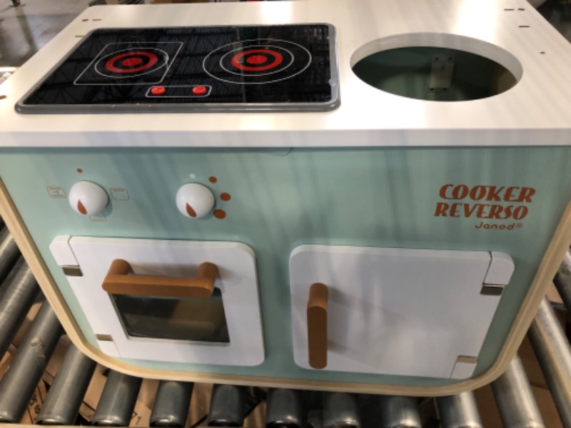 Photo 1 of Janod Big Cooker Reverso Retro Wooden Kitchen and Laundry Play Set - 19.7" Tall - Ages 3+ 