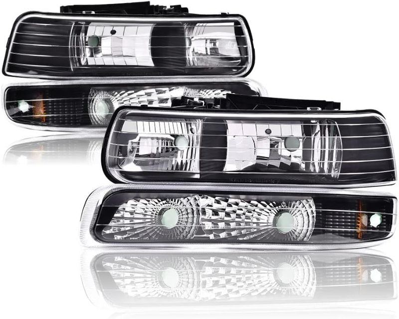 Photo 1 of PIT66 Headlights, Compatible with 99-02 Chevy Silverado 1500 2500/01-02 Silverado 1500HD 2500HD 3500/00-06 Tahoe Suburban 1500 2500 Clear Lens Chrome Housing Clear Reflector Clear lens Chrome Housing Clear Reflector Basic Style