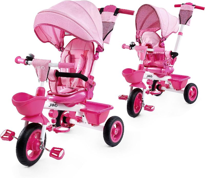 Photo 1 of BOOWAY Baby Trike, 6-in-1 Kids Stroller Tricycle with Adjustable Push Handle, Removable Canopy, Safety Harness for 6 Months - 5 Year Old Pink