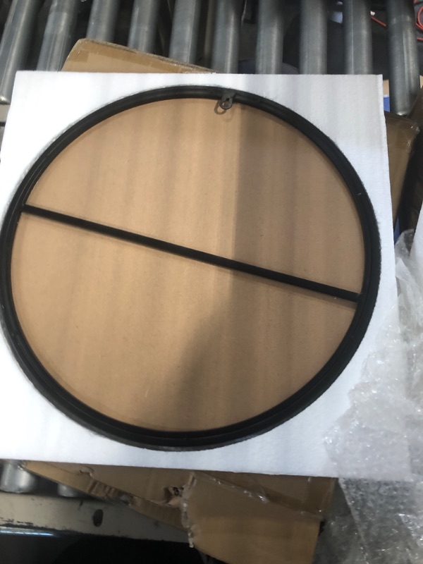 Photo 3 of 18 Inch Round Mirror, Black Metal Frame Circle Mirror, Wall Mirror for Entryway, Bathroom, Vanity, Living Room, Black Circle Mirror