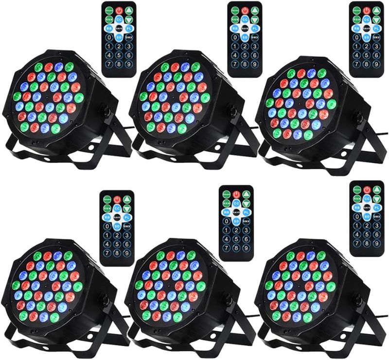 Photo 1 of 36 LED Par Lights Stage Lights with Sound Activated Remote Control & DMX Control, Stage Lighting Uplights for Wedding Club Music Show Christmas Holiday Party Lighting - 6 Pack