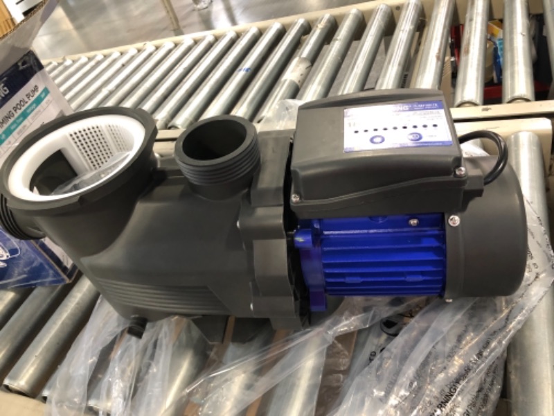 Photo 1 of Aquastrong 1 HP In/Above Ground Pool Pump with Timer, 220V, 6100GPH, High Flow, Powerful Self Primming Swimming Pool Pumps with Filter Basket