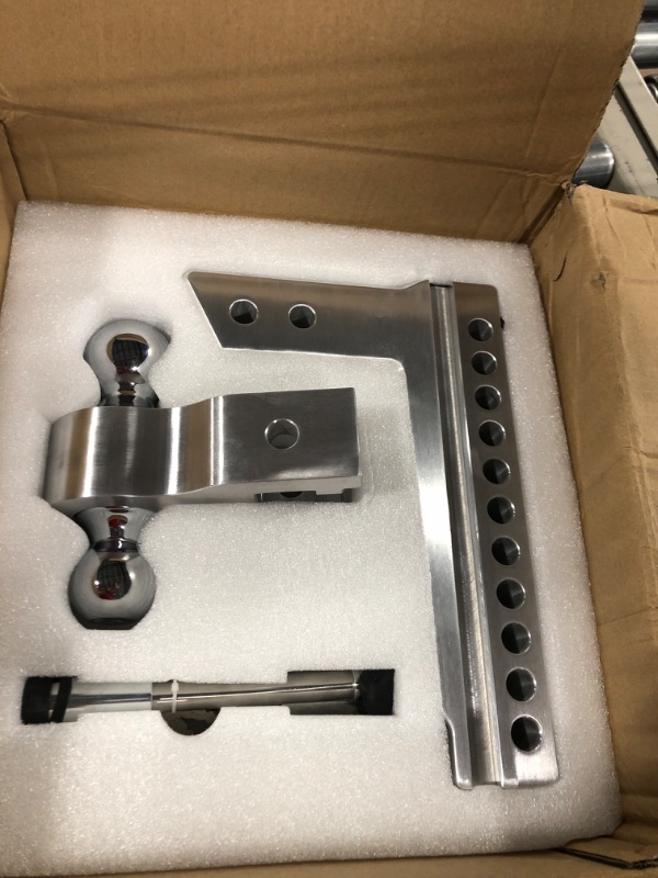 Photo 3 of Adjustable Trailer Hitch, Fits 2.5 Inch Receiver, 10 Inch Drop Hitch, 18,500 LBS GTW, Aluminum Forged Shank, 2 Inch & 2-5/16 Inch Balls, Towing Hitch for Heavy Duty Truck with Double Lock Pins