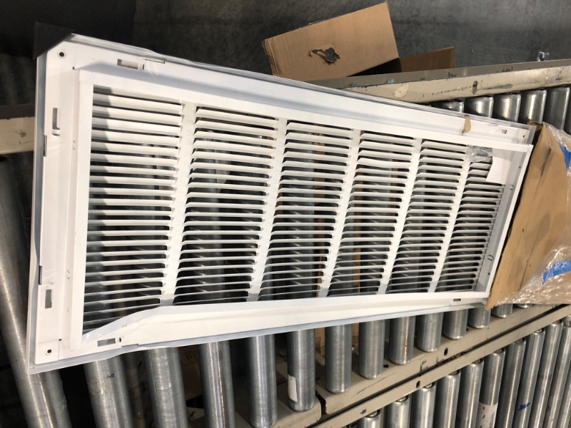 Photo 3 of 30" X 12 Steel Return Air Filter Grille for 1" Filter - Fixed Hinged - Ceiling Recommended - HVAC DUCT COVER - Flat Stamped Face - White [Outer Dimensions: 32.5 X 13.75] 30 X 12