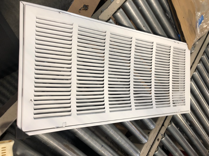 Photo 4 of 30" X 12 Steel Return Air Filter Grille for 1" Filter - Fixed Hinged - Ceiling Recommended - HVAC DUCT COVER - Flat Stamped Face - White [Outer Dimensions: 32.5 X 13.75] 30 X 12
