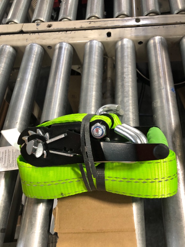 Photo 1 of VULCAN Ratchet Strap with Wire Hooks - 2 Inch x 15 Foot - 4 Pack - High-Viz - 3,300 Pound Safe Working Load