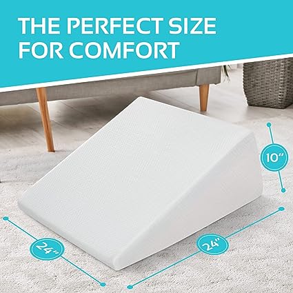 Photo 1 of AllSett Health Bed Wedge Pillow - 10 Inch Wedge Pillow for Sleeping with Memory Foam Top, Lower Back Pain Support Cushion