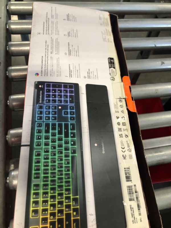 Photo 2 of SteelSeries Apex 3 RGB Gaming Keyboard – 10-Zone RGB Illumination – IP32 Water Resistant – Premium Magnetic Wrist Rest (Whisper Quiet Gaming Switch)