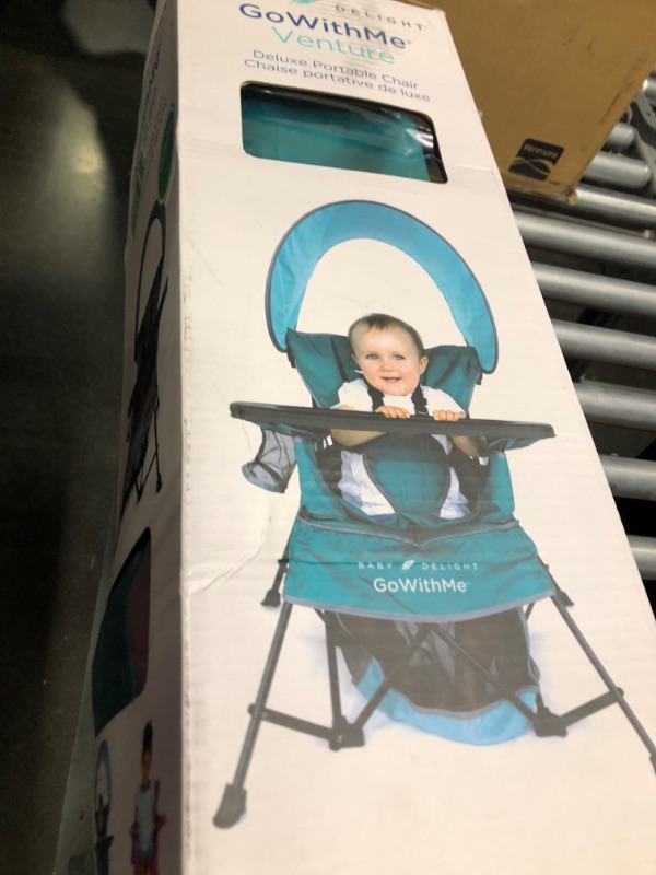 Photo 2 of Baby Delight Go with Me Venture Portable Chair, Indoor and Outdoor, Sun Canopy, 3 Child Growth Stages, Teal Venture Deluxe, Teal