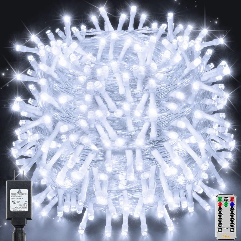 Photo 1 of 438ft String Lights 1200 LED Extra Long Christmas Lights with Remote 8 Lighting Modes & Timer Memory Outdoor Waterproof Decorations for Home Xmas Tree Yard Wedding Party Backdrop Decor (Cool White) Cool White 438Ft 1200 LED