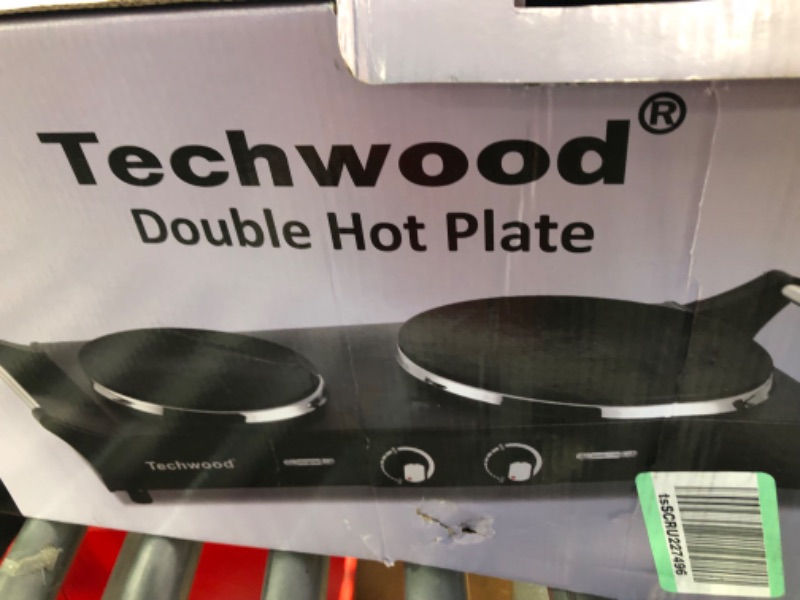 Photo 2 of Hot Plate, Techwood Doubel Burners for Cooking, 1800W Countertop Electric Stoves with Adjustable Temperature & Stay Cool Handles, Dual Cooktop for RV/Home/Camp, Upgraded Version Stainless Steel, Silver Stainless Steel Double Hot Plate