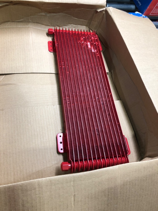 Photo 2 of EYSENC 40K Transmission Cooler 40,000 GVW Trans Cooler Low Pressure Drop LPD47391 with Mounting Hardware 47391 Red