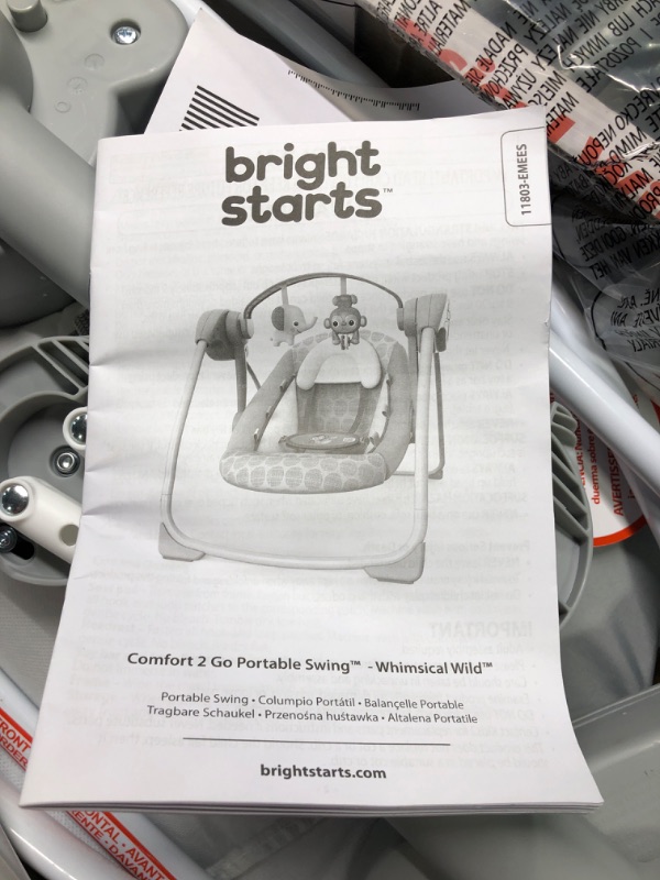 Photo 1 of Bright Starts Whimsical Wild Portable Compact Automatic Deluxe Baby Swing with Music and Taggies, Newborn and up