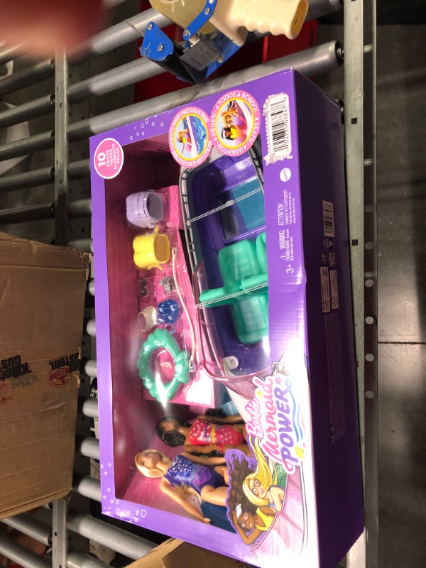 Photo 3 of Barbie Mermaid Power Playset with 2 Dolls & 18-inch Floating Boat with See-Through Bottom, 4 Seats & Accessories, Toy for 3 Year Olds & Up