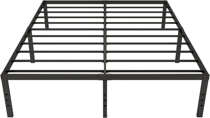 Photo 1 of DURISO Queen Size Bed Frame 18 Inch High Queen Size Platform Heavy Duty Sturdy Metal Steel Max 3500lbs Easy Assembly No Spring Box No Noise Black
