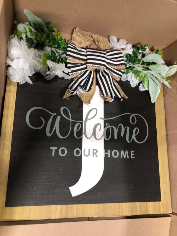 Photo 1 of 2023 New - Last Name - Year Round Front Door Wreath, Last Name Signs for Home, Farmhouse Wreaths for Front Door, 16 Inches 26 Letter Farmhouse Wreath with...
