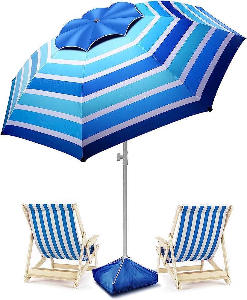 Photo 1 of 8FT Large Beach Umbrella, Portable Outdoor Umbrella with UPF50+ UV Protection, Sandbag, Air Vents, Sand Anchor, Push Button Tilt Pole, Windproof Sunshade for Beach, Sand, Patio, Yard
4,652
