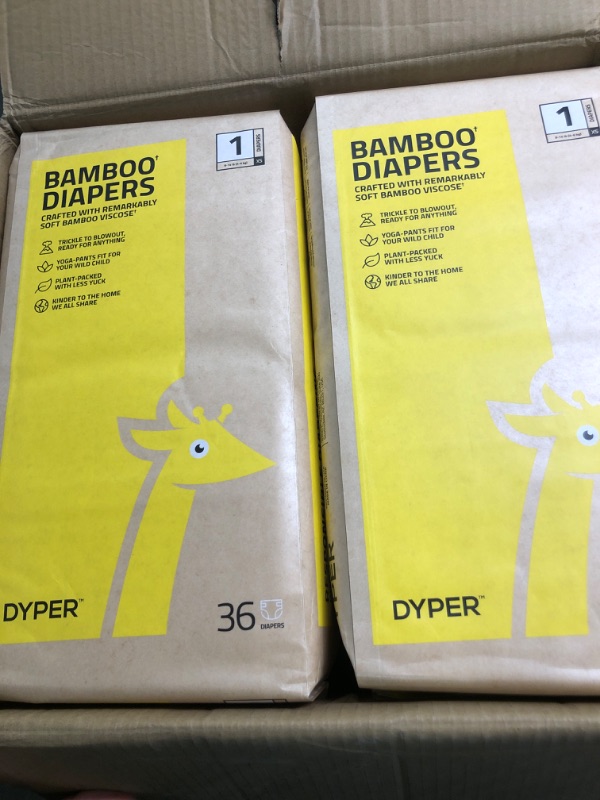 Photo 3 of DYPER Viscose from Bamboo Baby Diapers Size 1 | Honest Ingredients | Cloth Alternative | Day & Overnight | Made with Plant-Based* Materials | Hypoallergenic for Sensitive Newborn Skin, Unscented 216Ct Size 1 (216 Count)