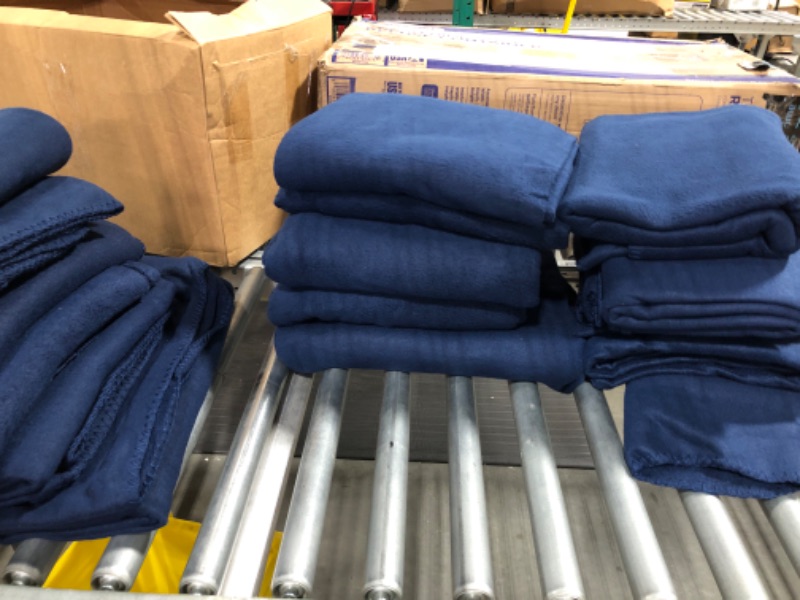 Photo 1 of 15 Pieces Fleece Blankets Bulk 50 x 60 Inch Double sided Ultra Soft Fleece Throw Blankets Bulk Lightweight Warm Cozy Airplane Blanket Pet Blankets for Home Office Wedding Gifts Outdoor Use (Navy Blue)