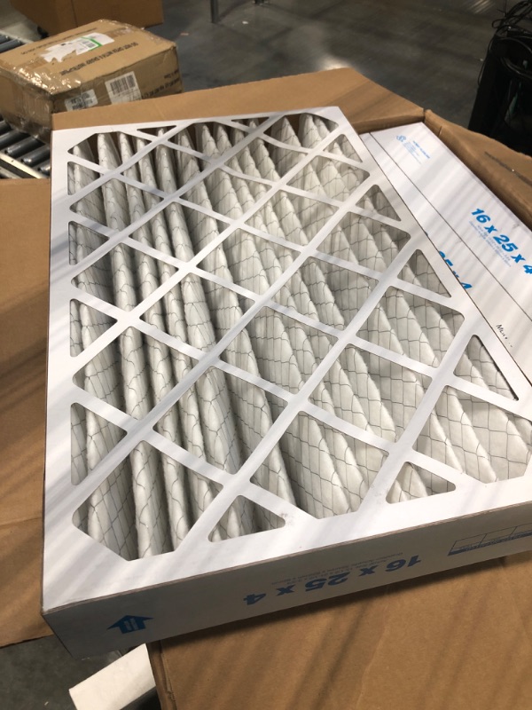 Photo 3 of Aerostar 16x25x4 MERV 11 Pleated Air Filter, AC Furnace Air Filter, 6 Pack (Actual Size: 15 1/2"x24 1/2"x3 3/4")
