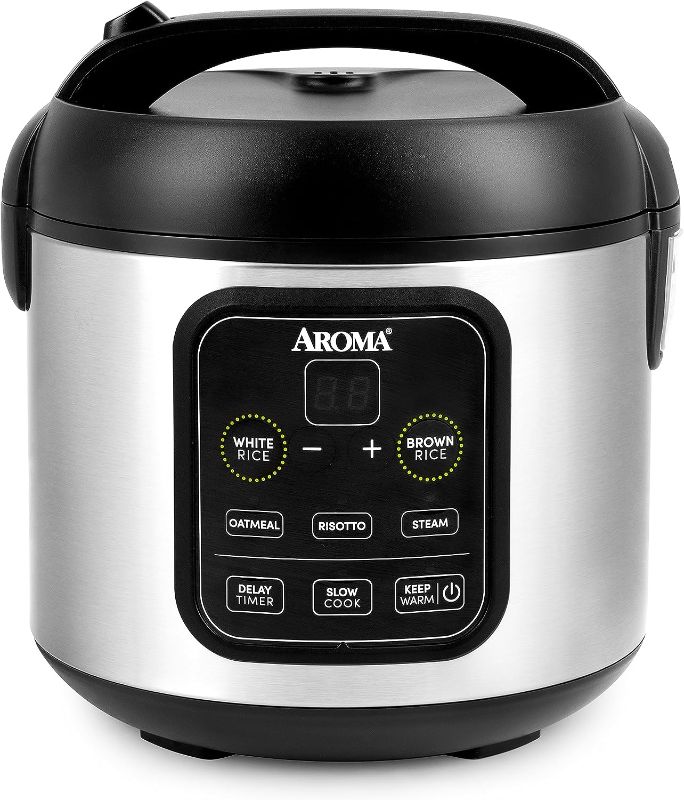 Photo 1 of Aroma Housewares ARC-994SB Rice & Grain Cooker Slow Cook, Steam, Oatmeal, Risotto, 8-cup cooked/4-cup uncooked/2Qt, Stainless Steel
