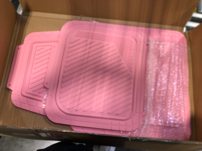 Photo 3 of CAR PASS Heavy Duty Rubber Floor Mats Pink 4-Piece Car Mat Set - Universal Waterproof Floor Mats for Car SUV Truck, Durable All-Weather Mats(All Pink)