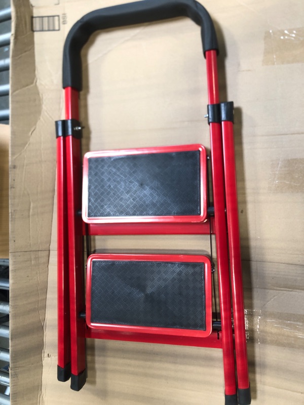 Photo 3 of 2 Step Ladder,Folding Step Stool with Handgrip and Anti-Slip Wide Pedal,Lightweight and Sturdy,Ideal for Home Kitchen Office Use.