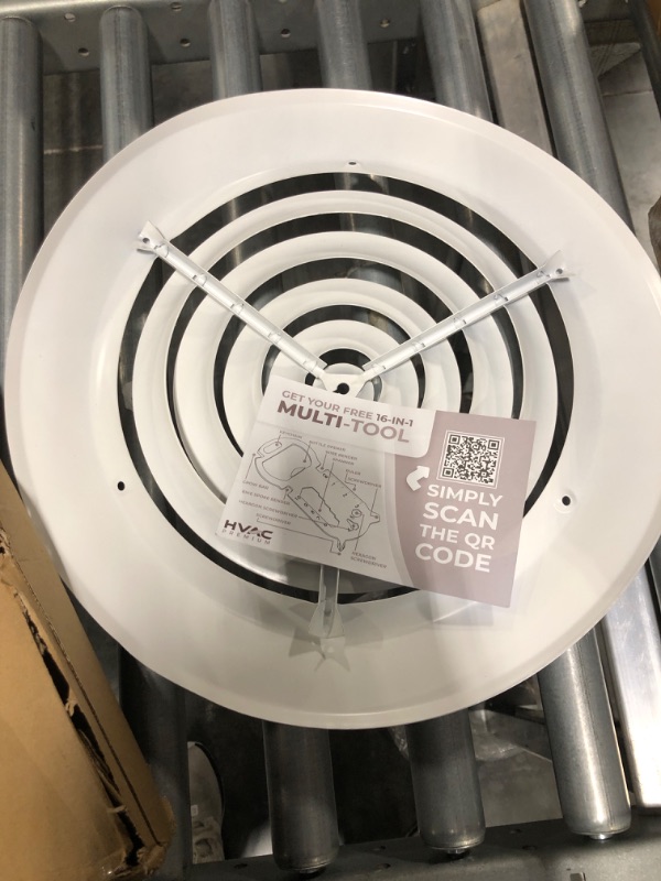 Photo 3 of 10" Round Ceiling Diffuser - Easy Air Flow - HVAC Vent Duct Cover [White] - [Outer Dimensions: 13.75"]