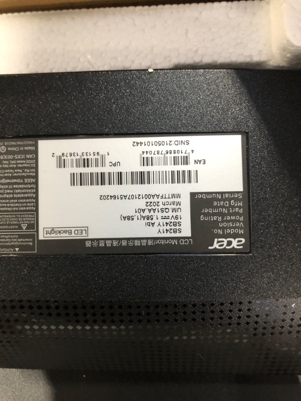 Photo 5 of Acer SB241Y Abi 23.8" Full HD (1920 x 1080) VA Zero-Frame Home Office Monitor | AMD FreeSync Technology | Ultra-Thin Stylish Design Vision Care | Low Blue Light | Tilt | HDMI & VGA Ports Monitor only 23.8-inch