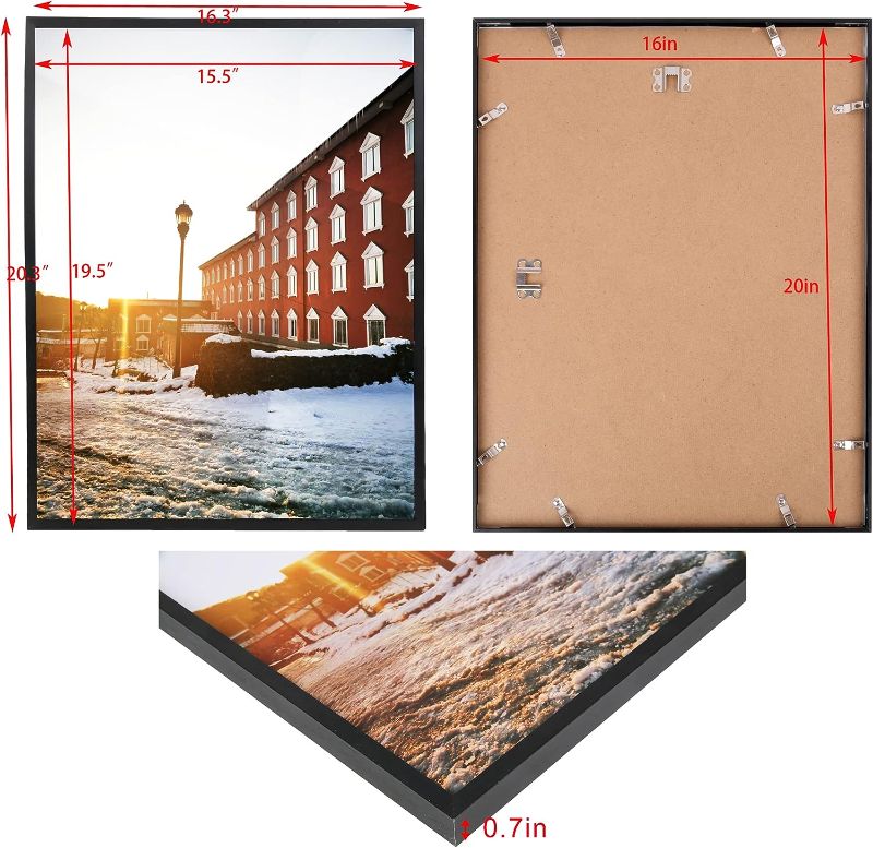 Photo 1 of  16x20 Poster Picture Frames Set of 1 Aluminum Picture Frame Display Pictures 16x20 Inch Picture Frame Metal Thin Edge Strong Picture Frame Black 16”x20” Single Poster Frame 16x20 Wall Handing 16x20 Picture Frame JUST A FRAME