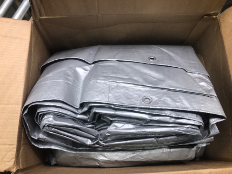 Photo 3 of 10x12 Heavy Duty Tarp, 10 Mil Thick, Waterproof, Tear & Fade Resistant, High Durability, UV Treated, Grommets Every 18 Inches. (Silver/Brown - Reversible) (10 x 12 Feet) 10' x 12'