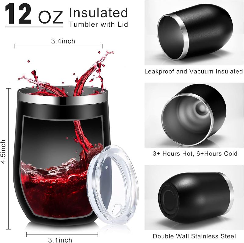 Photo 1 of 2 Pieces 12 oz Stainless Steel Wine Tumbler Bulk Double Wall Vacuum Insulated Wine Glasses with Lids and Straws Travel Mugs Coffee Tumbler Cups for Wedding Birthday Party Favor Gifts (Multi Colors)