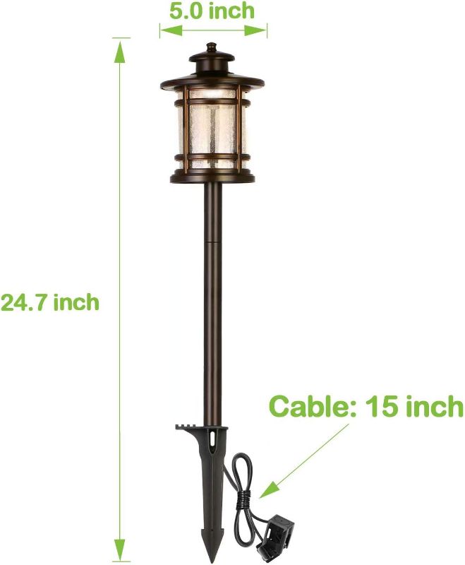 Photo 1 of 6 Pack Low Voltage LED Landscape Kits, 12V Pathway Flood Light Kits, 10W 390LM and 3.4W 155LM Wired for Outdoor Yard Lawn, Die-cast Aluminum, 50W and 30W Equivalent 15-Year Lifespan Orb Crackled Shade Path Light Kits