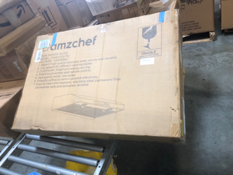 Photo 2 of AMZCHEF Under Cabinet Range Hood 30 Inch, 700CFM Stainless Steel Kitchen Stove Vent Hood 3 Speed Exhaust Fan Touch/Remote Control LED lights Time Setting Dishwasher-Safe Baffle Filters Under Cabinet 30 Inch