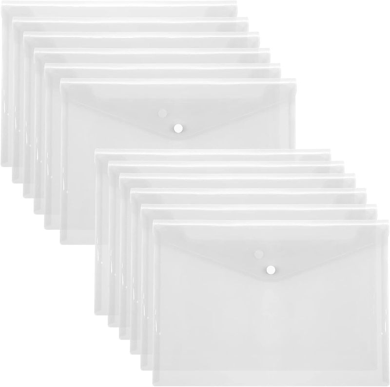 Photo 1 of Toplive File Folders,21 Packs Plastic Envelopes Clear A4 Letter Size Waterproof Poly Envelopes Folders with Snap Closure for Office School Supplie