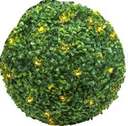 Photo 1 of AILANDA 1PC 16'' Artificial Boxwood Topiary Ball Outdoor Faux Boxwood Balls with LED Copper Wire Light for Balcony, Patio, Garden, Backyard, Wedding, Home Decor 16inch with LED-Updated