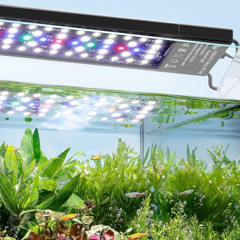 Photo 1 of AQQA Aquarium Light,Multi-Function Fish Tank Led Light 24/7 DIY Auto On Off + Night Mode + Day Mode + Full Spectrum + 7 Colors,Adjustable Brightness Waterproof with Timer for Freshwater 36W
