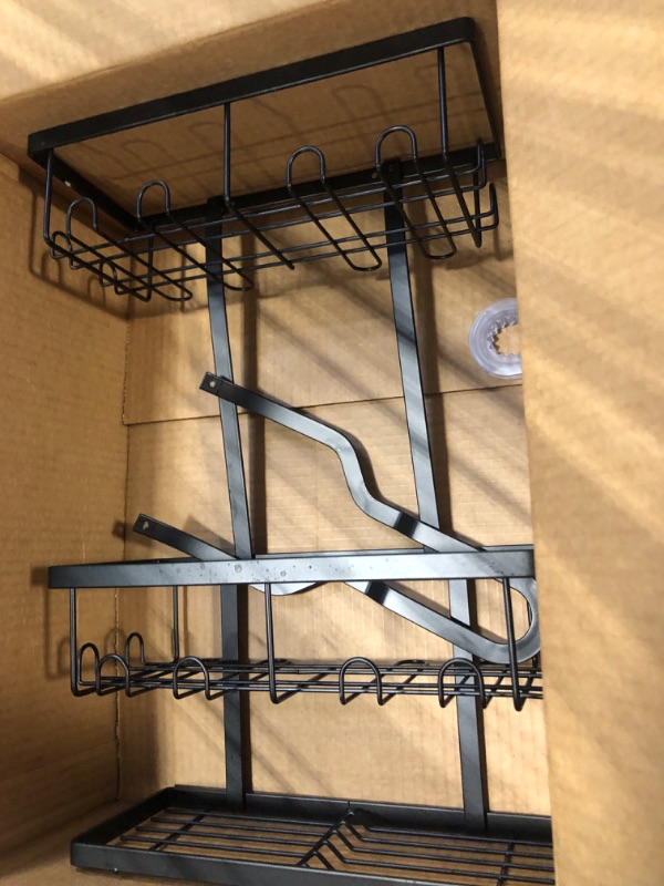 Photo 1 of AHNR Bathroom Hanging Shower Caddy Over Shower Head Organizer with Hooks and Adhesives, Anti-Swing Over the Shower Head Caddy Black,Rustproof Hanging Black